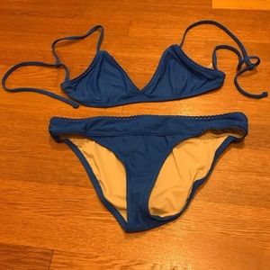 J. Crew Scalloped French Bikini Bistro Blue M